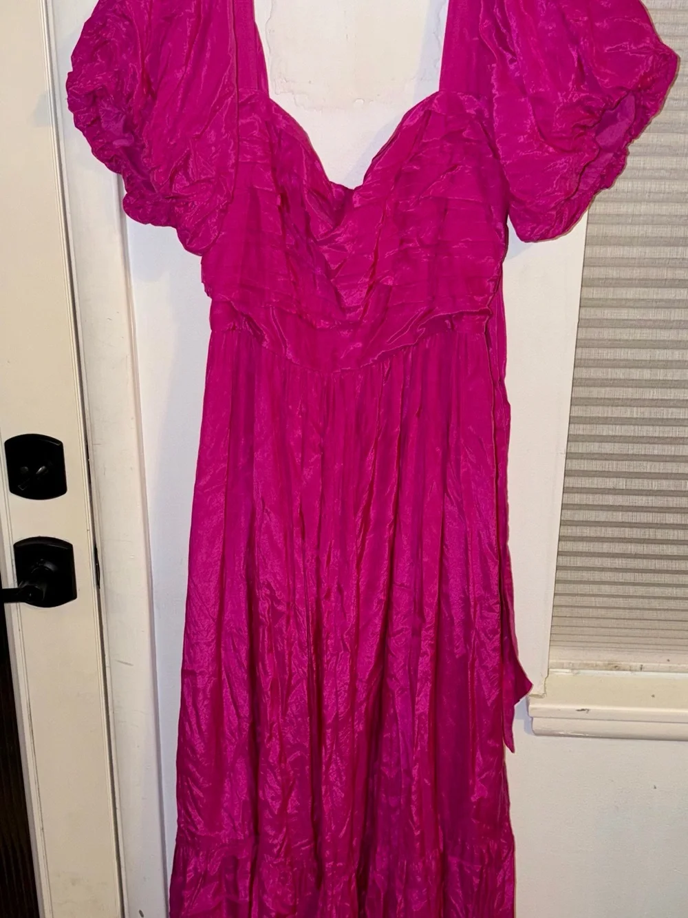 Abercrombie & Fitch Emerson Drama Bow-Back Pink Maxi Dress Tiered - XXL TALL